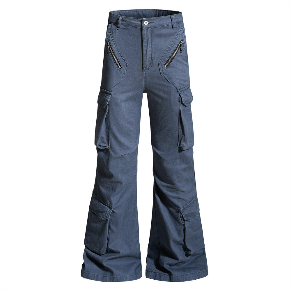 Multi pocket workwear flared pants