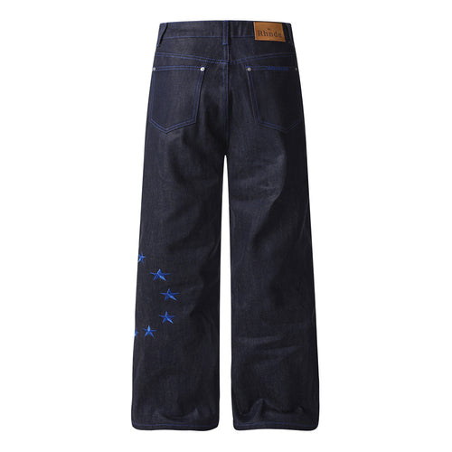 Embroidered wide leg jeans with letters