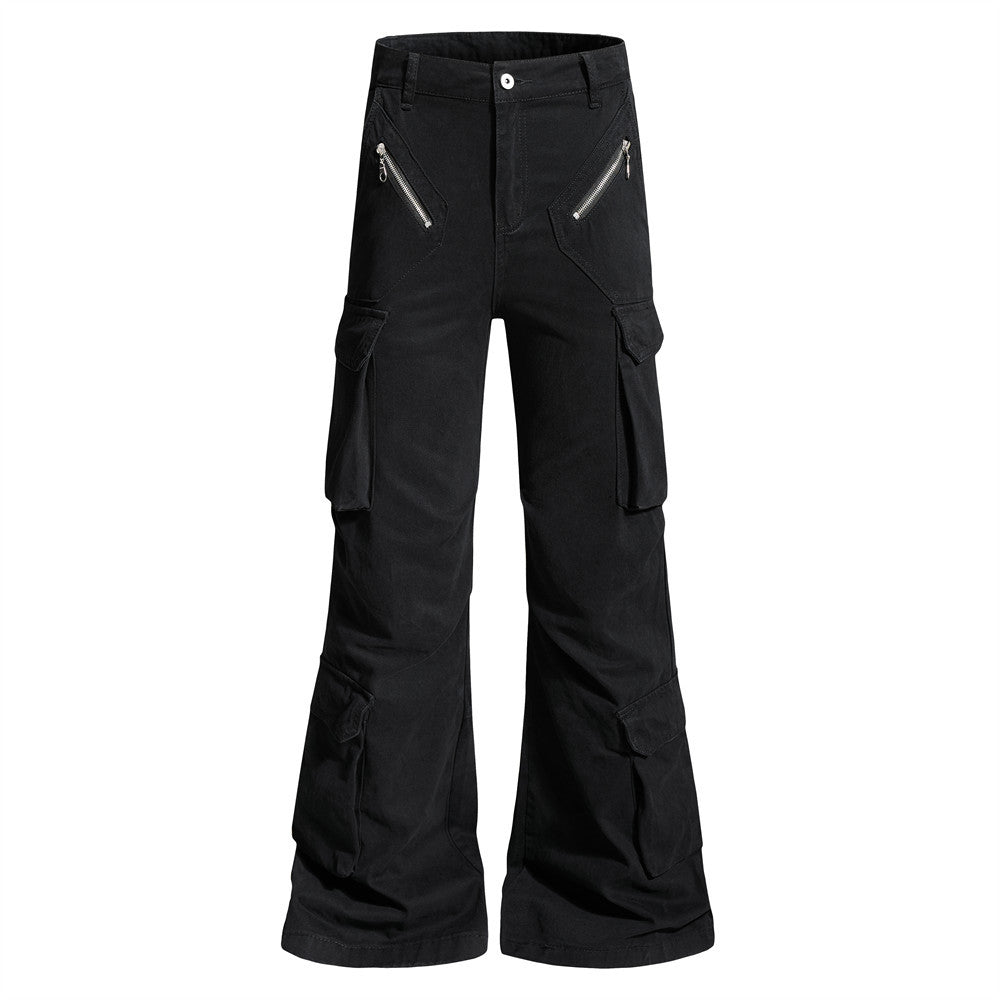 Multi pocket workwear flared pants